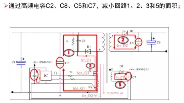 電源適配器利用高頻電容，減少回路面積